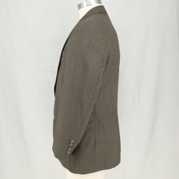 Jos A Bank Sport Coat Mens 42R Brown Plaid Pure Wool Tweed Jacket Lined Blazer - Picture 11 of 16